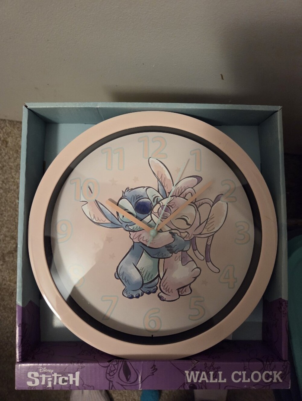 Disney Pink Stitch & Angel Wall Clock